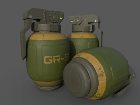 Sci-Fi Grenades-Mines 3D Model