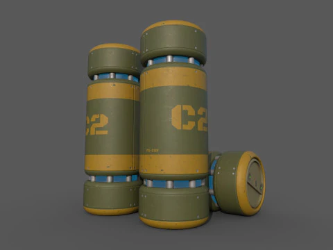 Sci-Fi Grenades-Mines 3D Model