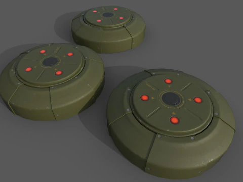 Sci-Fi Grenades-Mines 3D Model