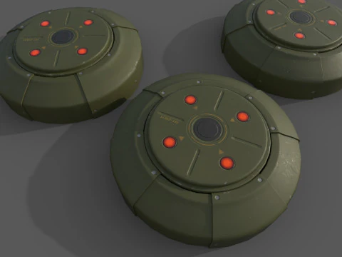 Sci-Fi Grenades-Mines 3D Model