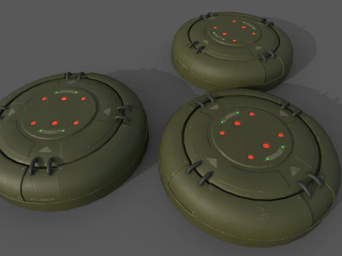 Sci-Fi Grenades-Mines 3D Model