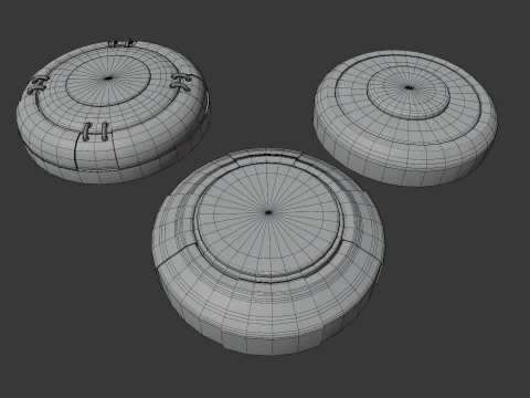 Sci-Fi Grenades-Mines 3D Model