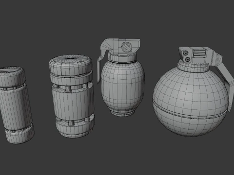 Sci-Fi Grenades-Mines 3D Model