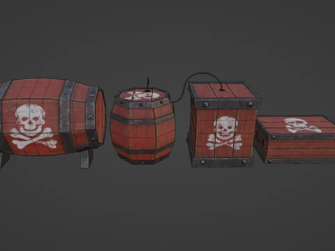 Gunpowder Barrels 3D Model