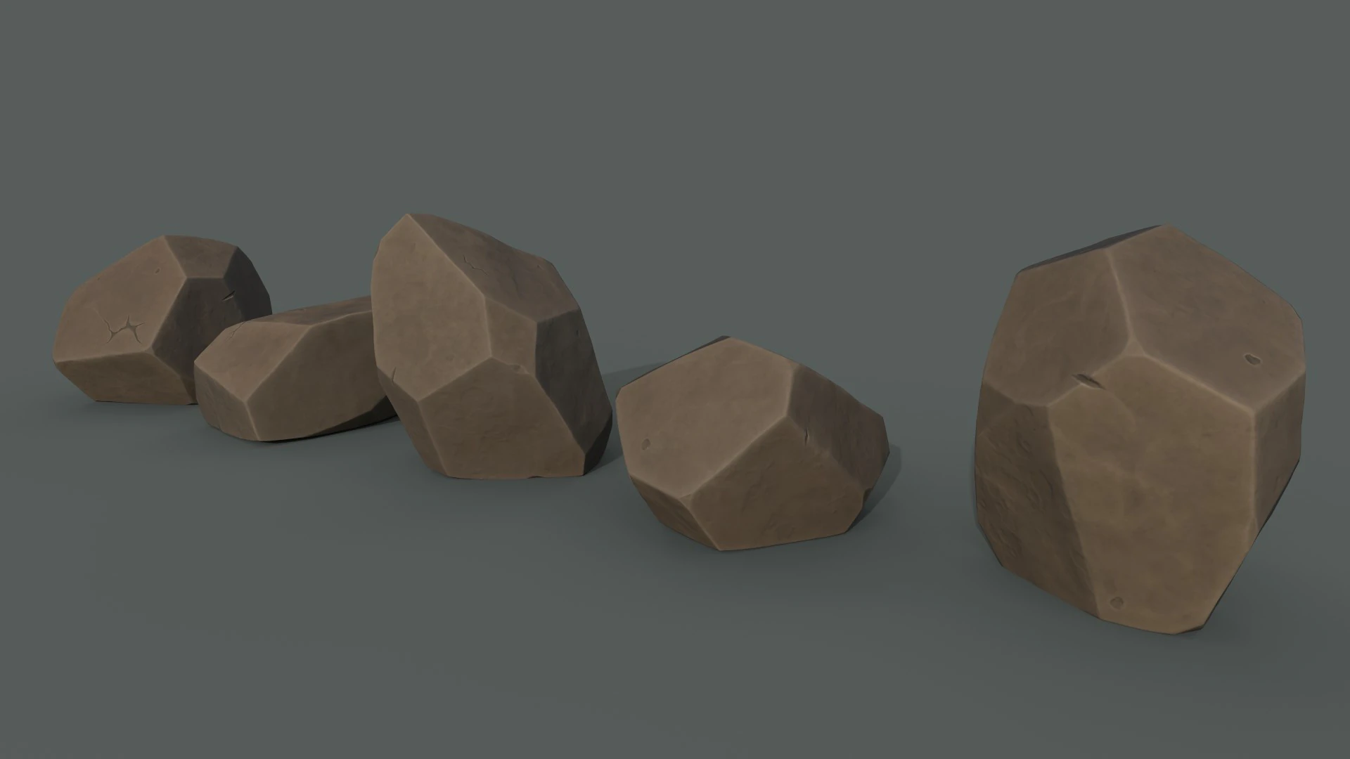 Low Poly Stones 3D Model .c4d .max .obj .3ds .fbx .stl .blend