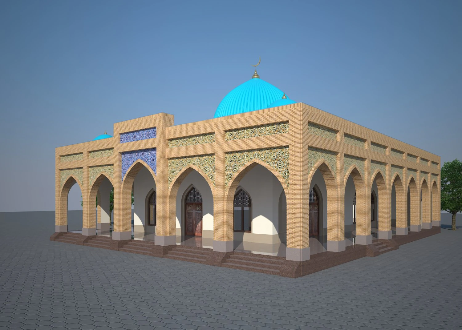Mosque 3D Model .c4d .max .obj .3ds .fbx .stl .blend