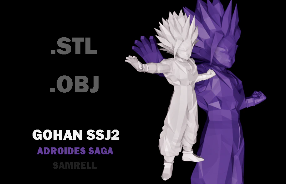 Gohan Ssj2 - Dragon Ball Z - Androides Saga 3D Print Model .c4d .max .obj .3ds .fbx .stl .blend 