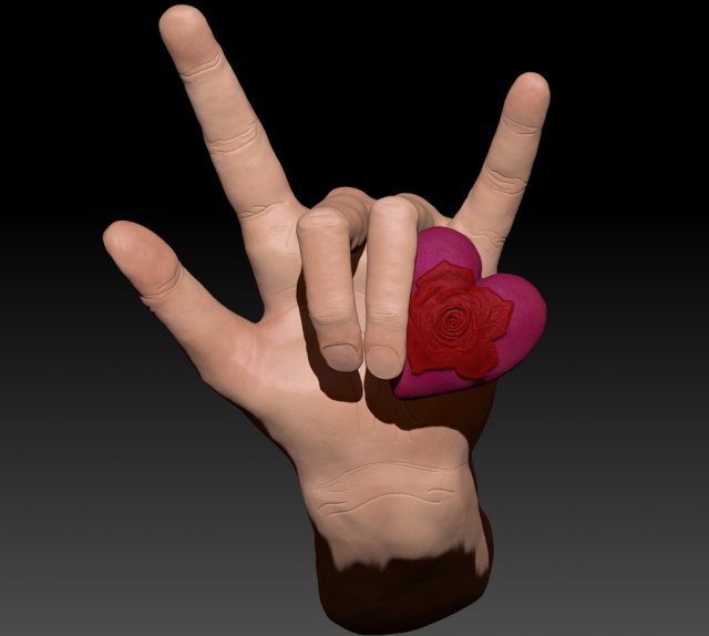HAND THAT SAYS I LOVE YOU 3D Print Model .c4d .max .obj .3ds .fbx .stl .blend 