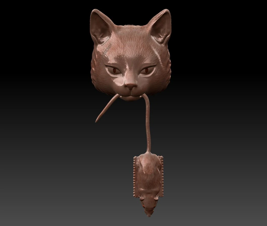 Cat Door Knocker 3D Print Model .c4d .max .obj .3ds .fbx .stl .blend 