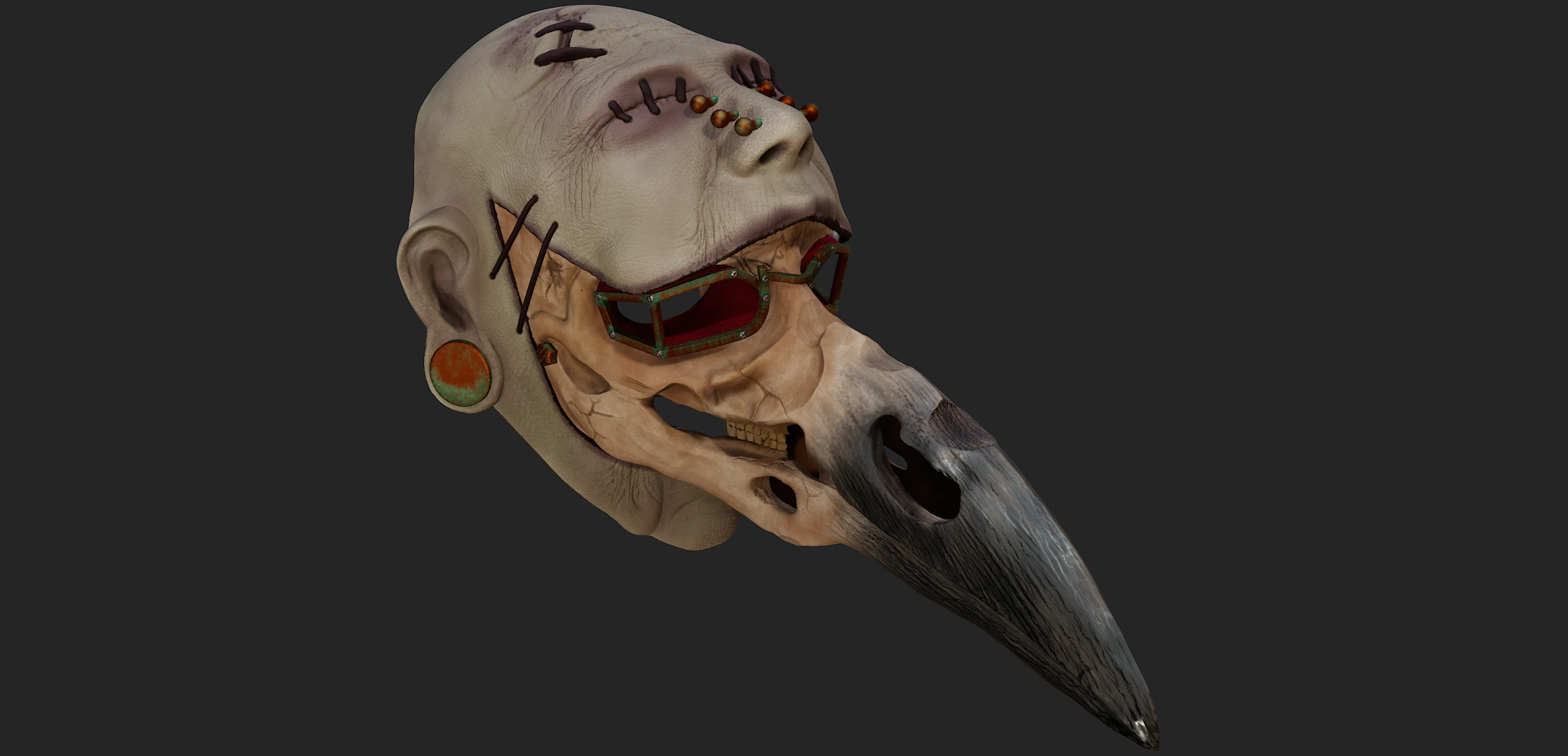 Plague doctor mask 3D Print Model .c4d .max .obj .3ds .fbx .stl .blend