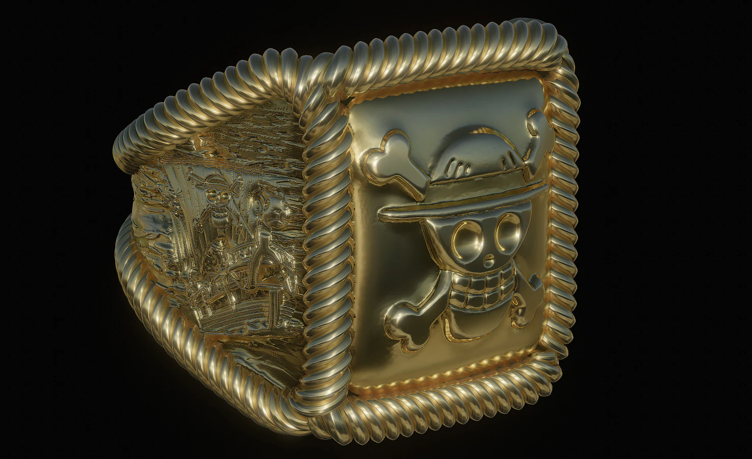 One piece ring 3D Print Model .c4d .max .obj .3ds .fbx .stl .blend 
