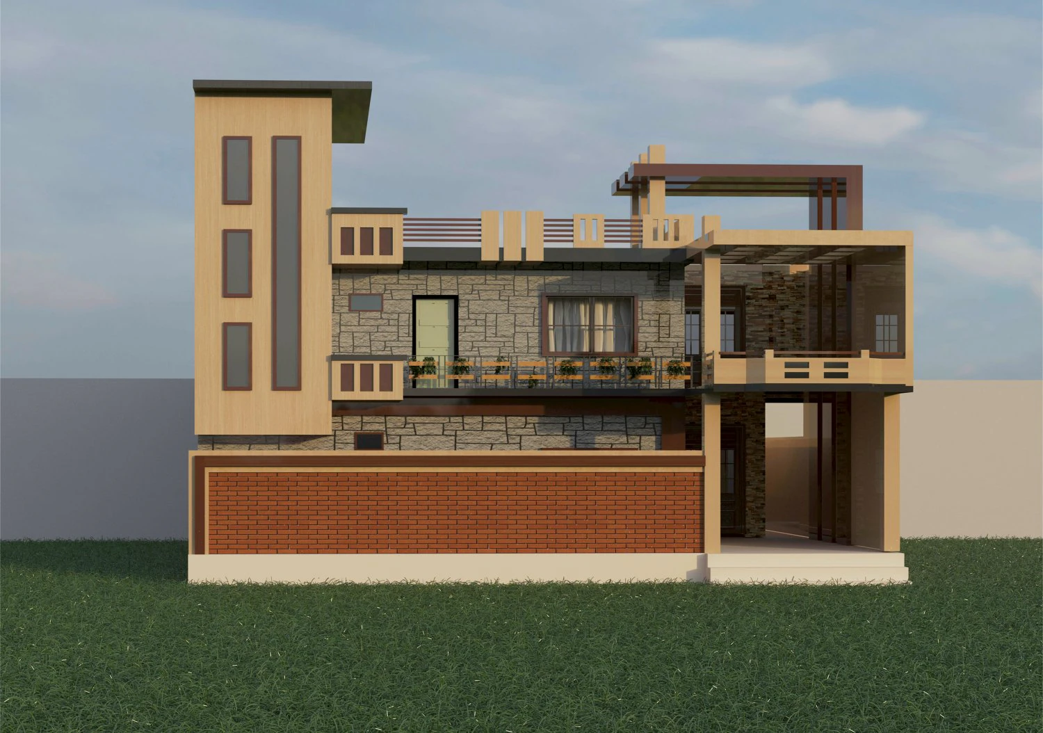 3Ds Max front elevation design 3D Model .c4d .max .obj .3ds .fbx .stl .blend 