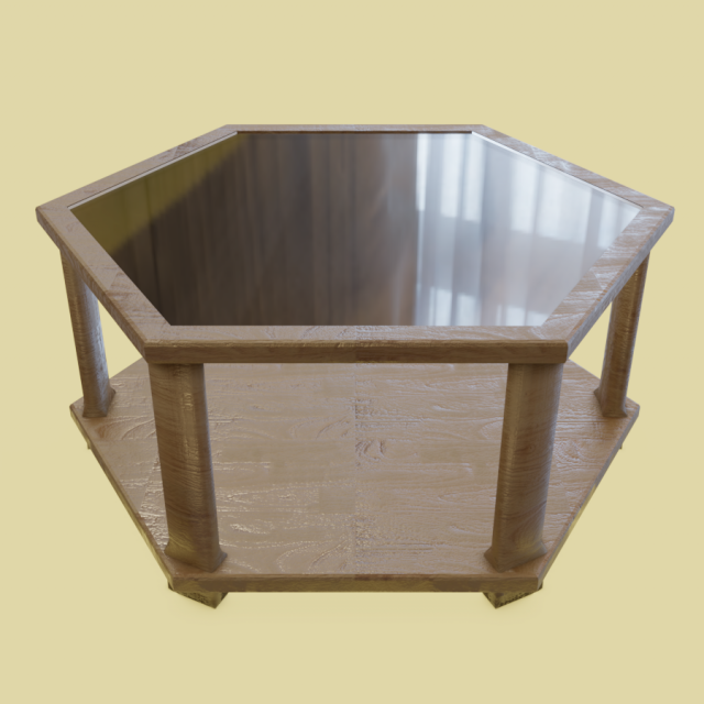 Small Hexagonal Table 3D Model .c4d .max .obj .3ds .fbx .stl .blend 
