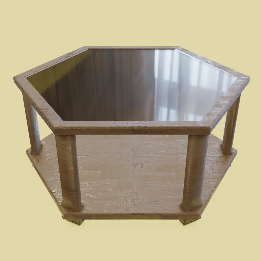 Small Hexagonal Table 3D Model .c4d .max .obj .3ds .fbx .stl .blend 