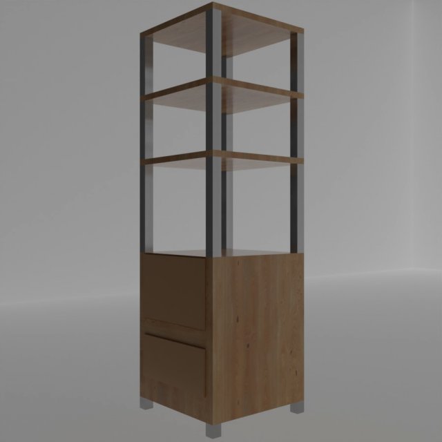 TOWEL RACK WITH FOUR SHELVES AND TWO CABINETS FOR BATHROOM 3D Model .c4d .max .obj .3ds .fbx .stl .blend 