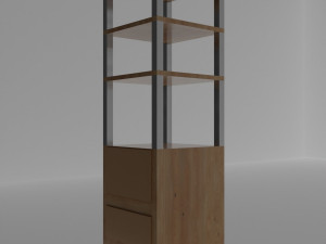 TOWEL RACK WITH FOUR SHELVES AND TWO CABINETS FOR BATHROOM 3D Model