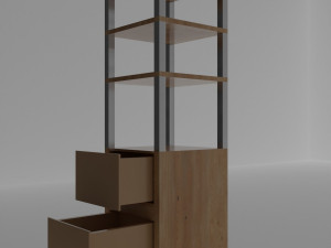 TOWEL RACK WITH FOUR SHELVES AND TWO CABINETS FOR BATHROOM 3D Model