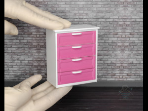 Exquisite 112 Scale Dollhouse Dresser with 4 Drawers - High-Quality STL Files for 3D Printing Model Cetak 3D
