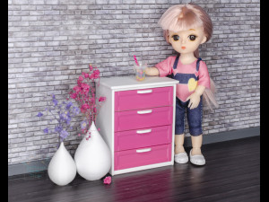 Exquisite 112 Scale Dollhouse Dresser with 4 Drawers - High-Quality STL Files for 3D Printing Model Cetak 3D