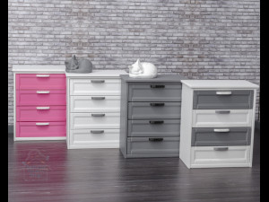 Exquisite 112 Scale Dollhouse Dresser with 4 Drawers - High-Quality STL Files for 3D Printing Model Cetak 3D