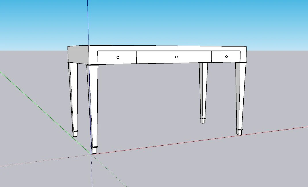 Perigold Claudette 54 Rectangular Writing Desk 3D Model .c4d .max .obj .3ds .fbx .stl .blend 