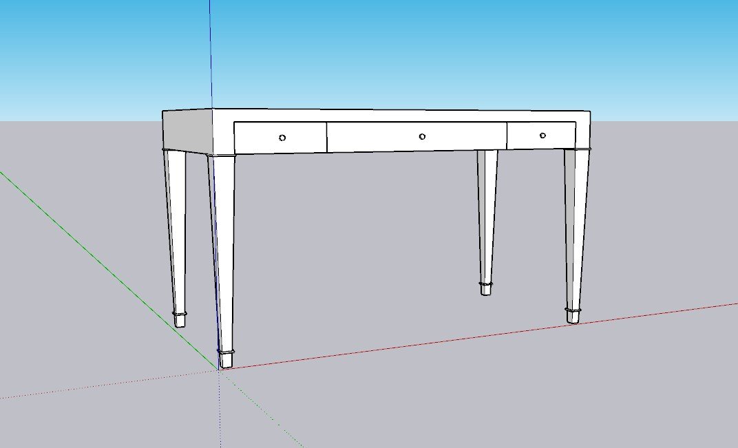 Perigold Claudette 54 Rectangular Writing Desk 3D Model in Table