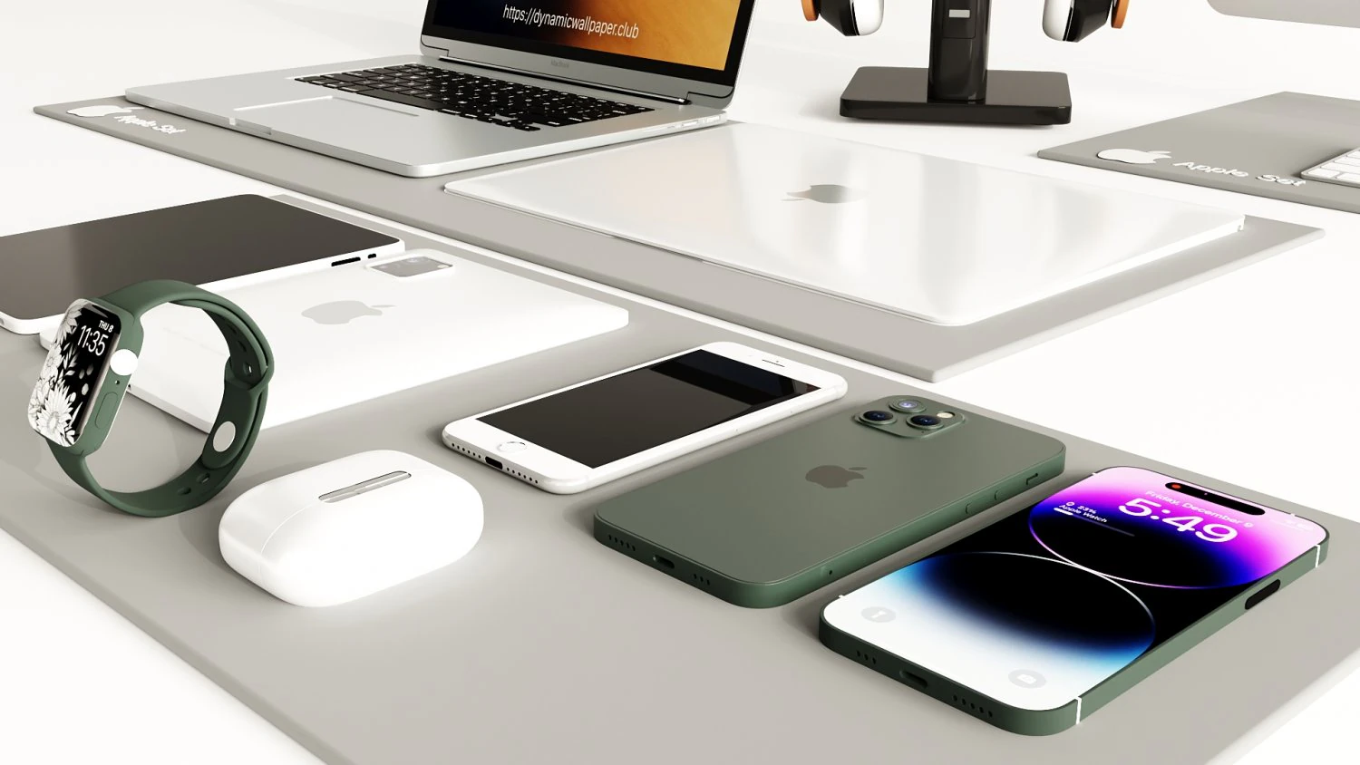 Apple Set 3D Model .c4d .max .obj .3ds .fbx .stl .blend 