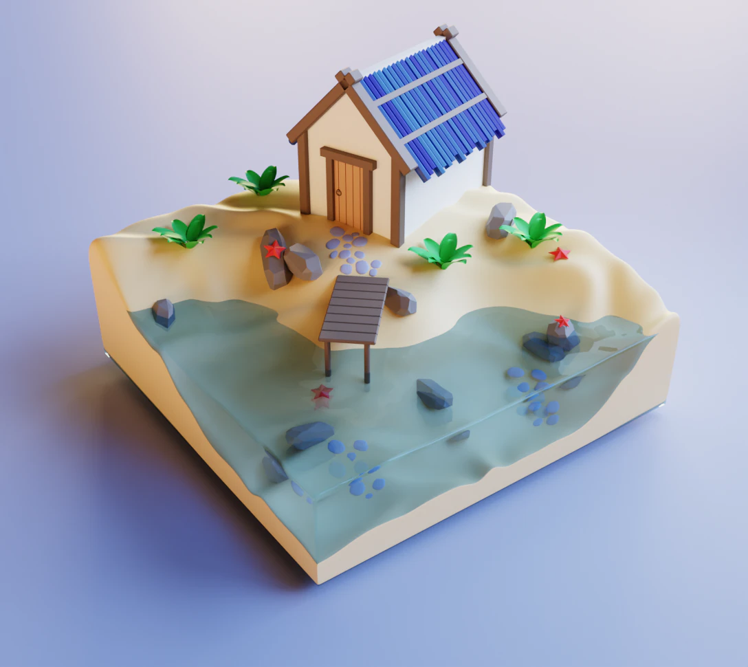 Beach landscape 3D Model .c4d .max .obj .3ds .fbx .stl .blend 