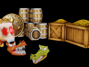 CrackHeads e mais itens de DKC2 - vers&atilde;o N64 Low-poly Modelo 3D