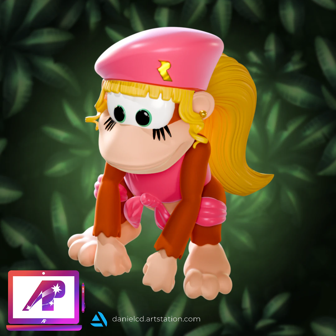 Chess Pack Dixie Kong DKC3 Rareware era 3D Print Model .c4d .max .obj .3ds .fbx .stl .blend 