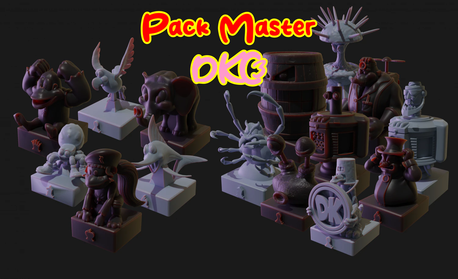 Chess Pack Master Donkey Kong Country 3 BOSS and BUDDIES 3D print model 3D Print Model .c4d .max .obj .3ds .fbx .stl .blend