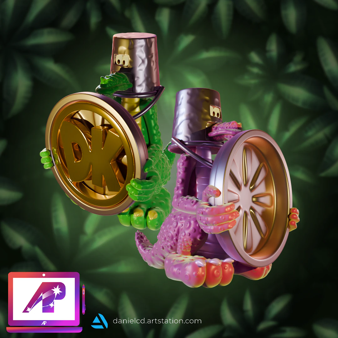 Chess Pack Koin and Koindozer from DKC3 3D Print Model .c4d .max .obj .3ds .fbx .stl .blend 
