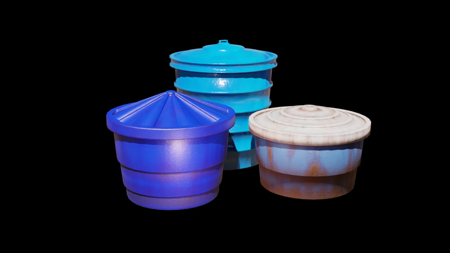 3 Water Tank 3D Model .c4d .max .obj .3ds .fbx .stl .blend 