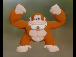 Donkey Kong Classic dalam gaya Nintendo 64 Poli rendah Model 3D