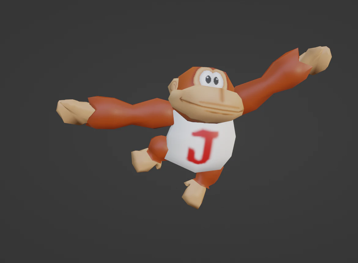Donkey Kong Junior Nintendo 64 style game-ready Low-poly 3D Model .c4d .max .obj .3ds .fbx .stl .blend 