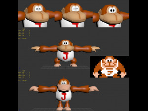 Donkey Kong Junior Nintendo 64 style game-ready Low-poly 3D 模型