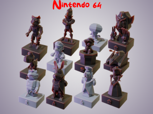 Chess Pieces Mario 64 Star Fox 64 Megaman Kirby and Castlevania LoD for 3D print 3D Print Model