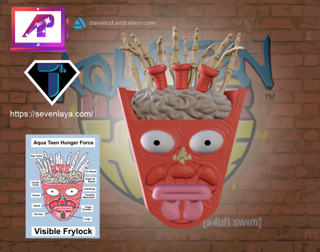 AquaTeen Frylock Anatomy 3D Baskı Modeli .c4d .max .obj .3ds .fbx .stl .blend 