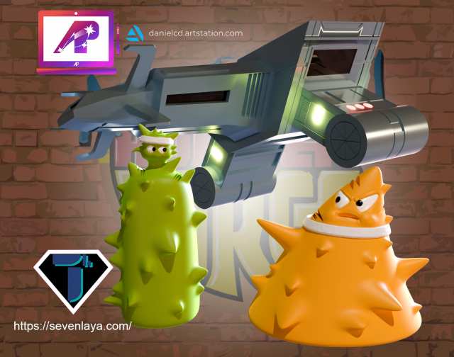 AquaTeen Plutonians Emory and Oglethorpe with ship Model do druku 3D .c4d .max .obj .3ds .fbx .stl .blend 