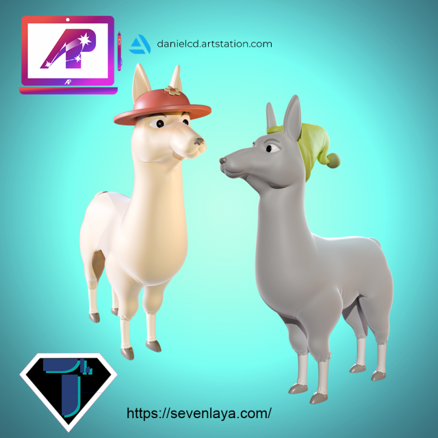 Llamas with Hats 3D 打印模型 .c4d .max .obj .3ds .fbx .stl .blend 