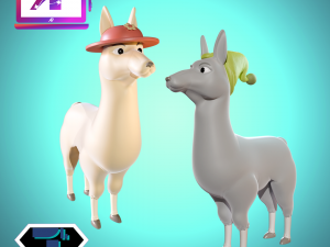 Llamas with Hats 3D Print Model