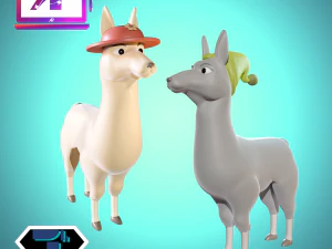 Lhamas com chapéus Modelo de Impressão 3D