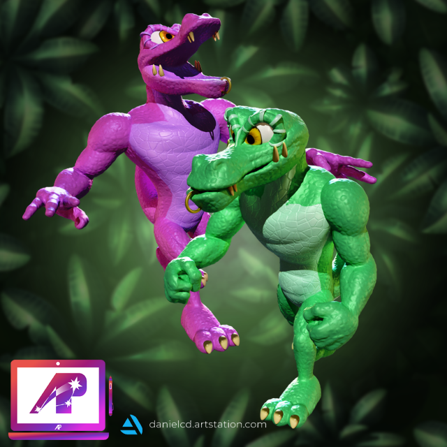 DKC3 Kobble and Skidda 3D Print Model .c4d .max .obj .3ds .fbx .stl .blend 