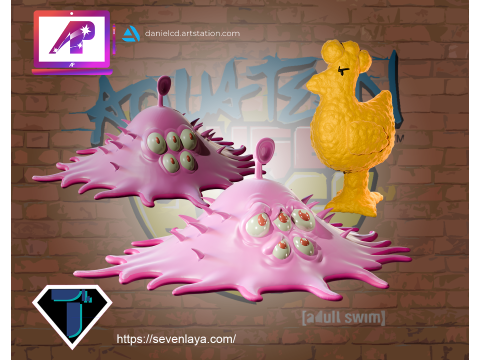 ATHF Travis the Cosmos Chicken Bittle and Robositter Modello di stampa 3D