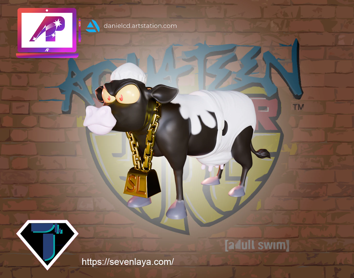 Aquateen MC PeePants Cow version 3D Print Model .c4d .max .obj .3ds .fbx .stl .blend 