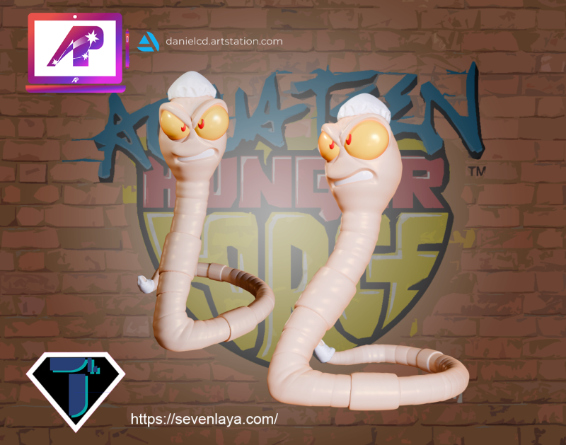 Aquateen MC PeePants Worm version 3D Print Model .c4d .max .obj .3ds .fbx .stl .blend 