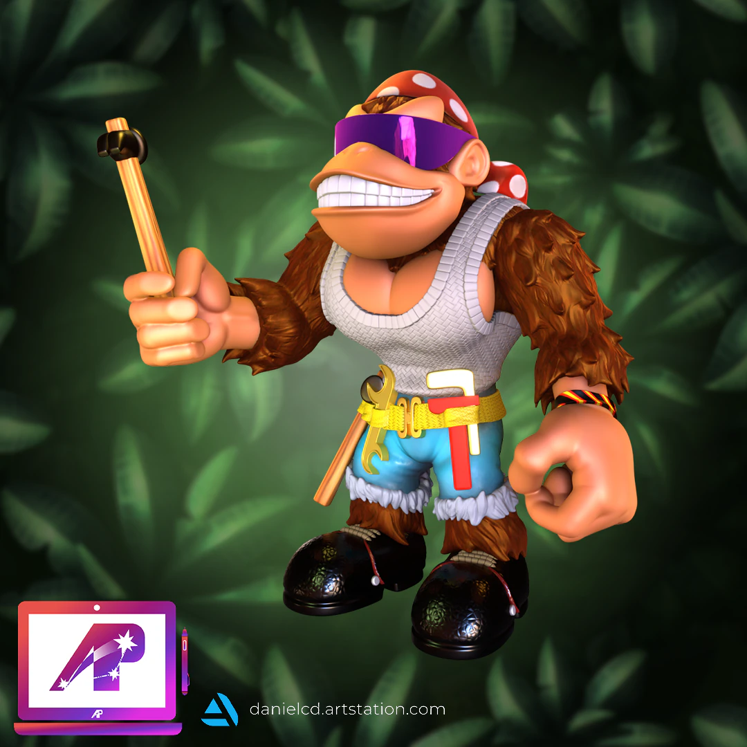 Funky Kong Donkey Kong Country 3 version 3D Print Model .c4d .max .obj .3ds .fbx .stl .blend