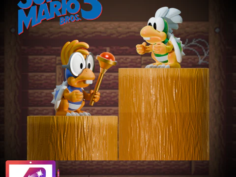 I giocattoli di Iggy e Larry di Super Mario World Modello di stampa 3D