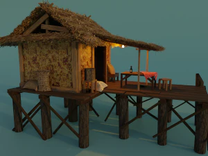 A hut on the water 3D Model