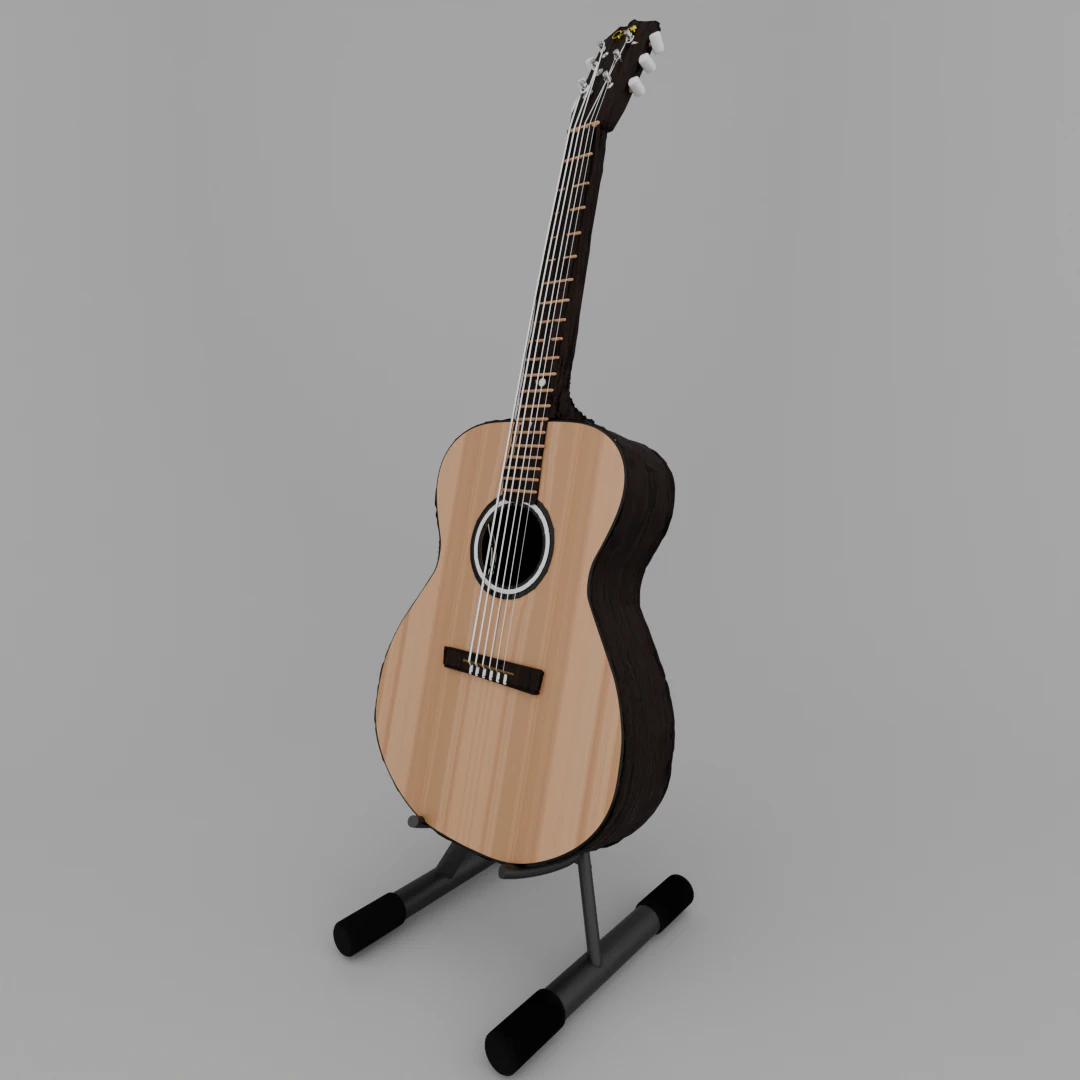 Guitar with textures 3D Model .c4d .max .obj .3ds .fbx .stl .blend